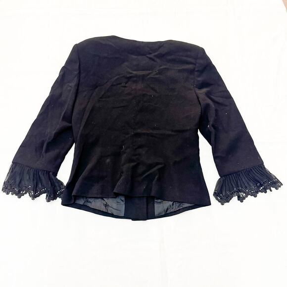 Escada Black Lace Trimmed Sleeves Structured Blazer Size 38 - Picture 4 of 5